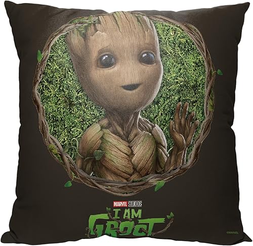 Northwest Guardianes de la Galaxia almohada, 18 x 18 pulgadas, marco Groot