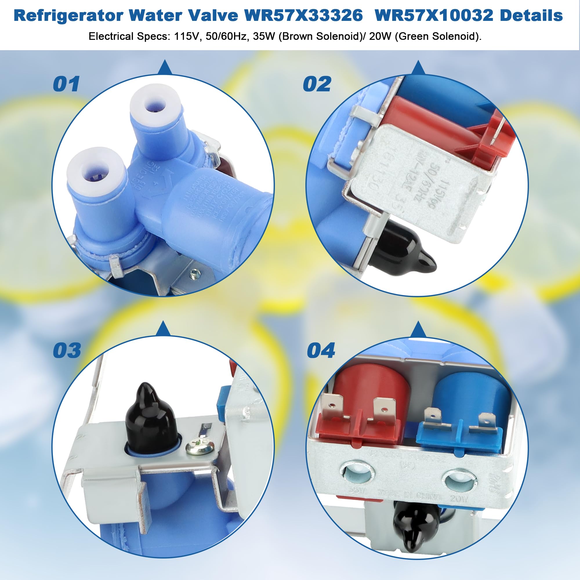 OEM WR57X33326 Water Inlet Valve Replacement For Kenmore Refrigerator OEM WR57X33326 Water Inlet Valve Replacement For Kenmore Refrigerator