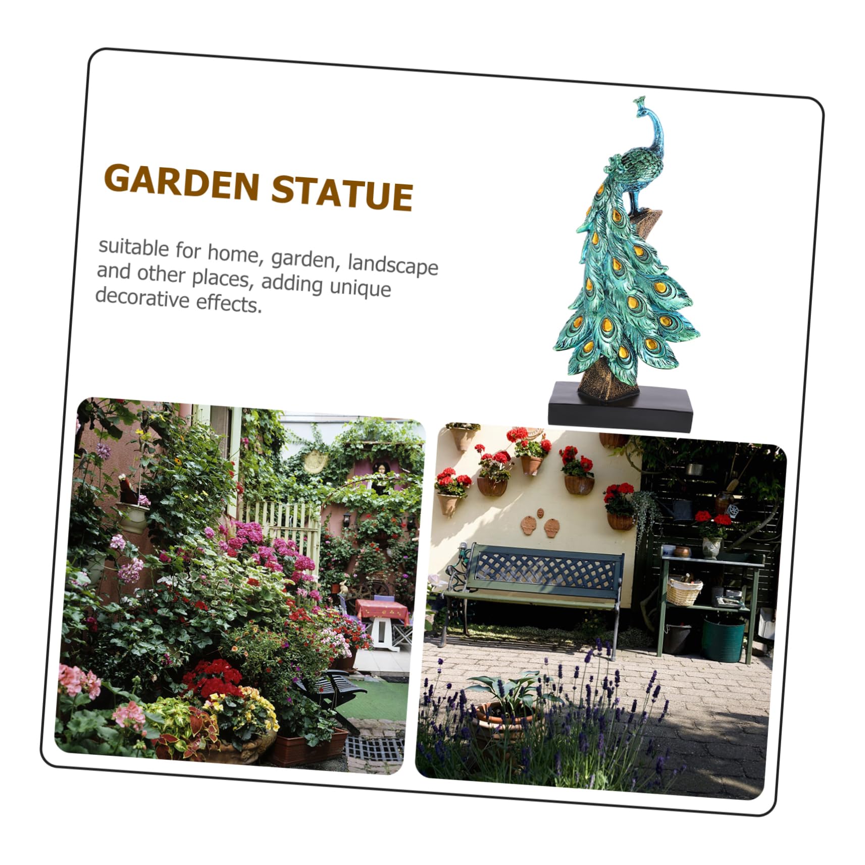 Statua di Pavone Realistico Blu in Resina Decorativa Ornamento da Giardino Scultura Raffinata per Giardino e Cortile per Decorazione Esterna