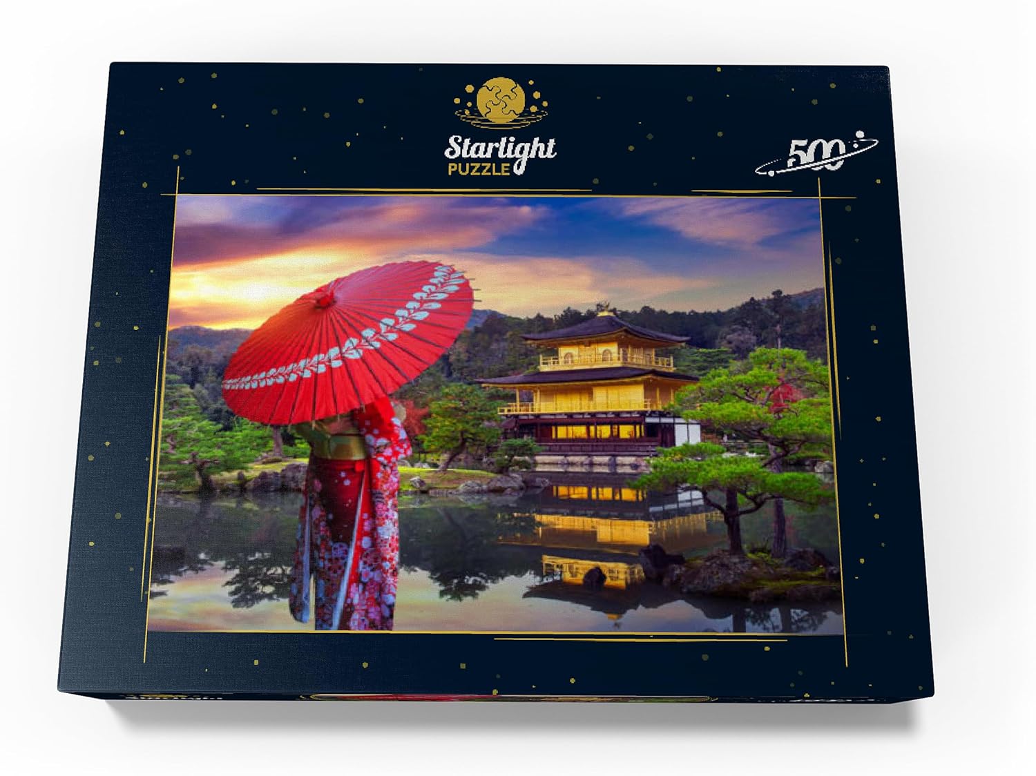 MyPuzzle Woman in Traditional Japanese Kimono Kinkakuji Temple Kyoto Japan - Premium 500 Piece Jigsaw Puzzle for Adults