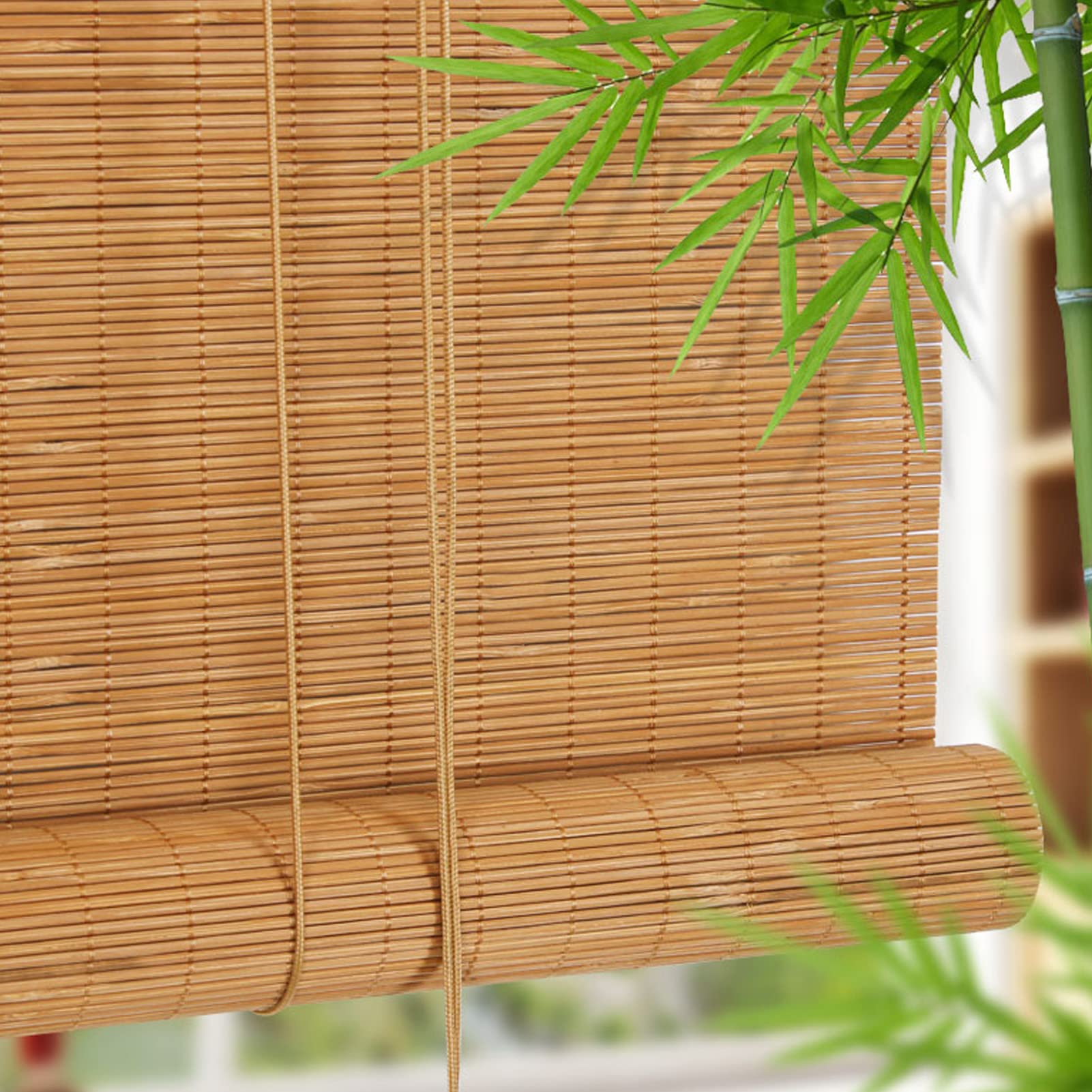 LLXNQ026 Store Enrouleur Bambou Naturel,Store Enrouleur Intimité Et Coupe-Vent,Store Enrouleur Bambou pour Intérieur Et Extérieur,Respirant Store Bateau en Bambou,Personnalisable (100x200cm/39x79in)