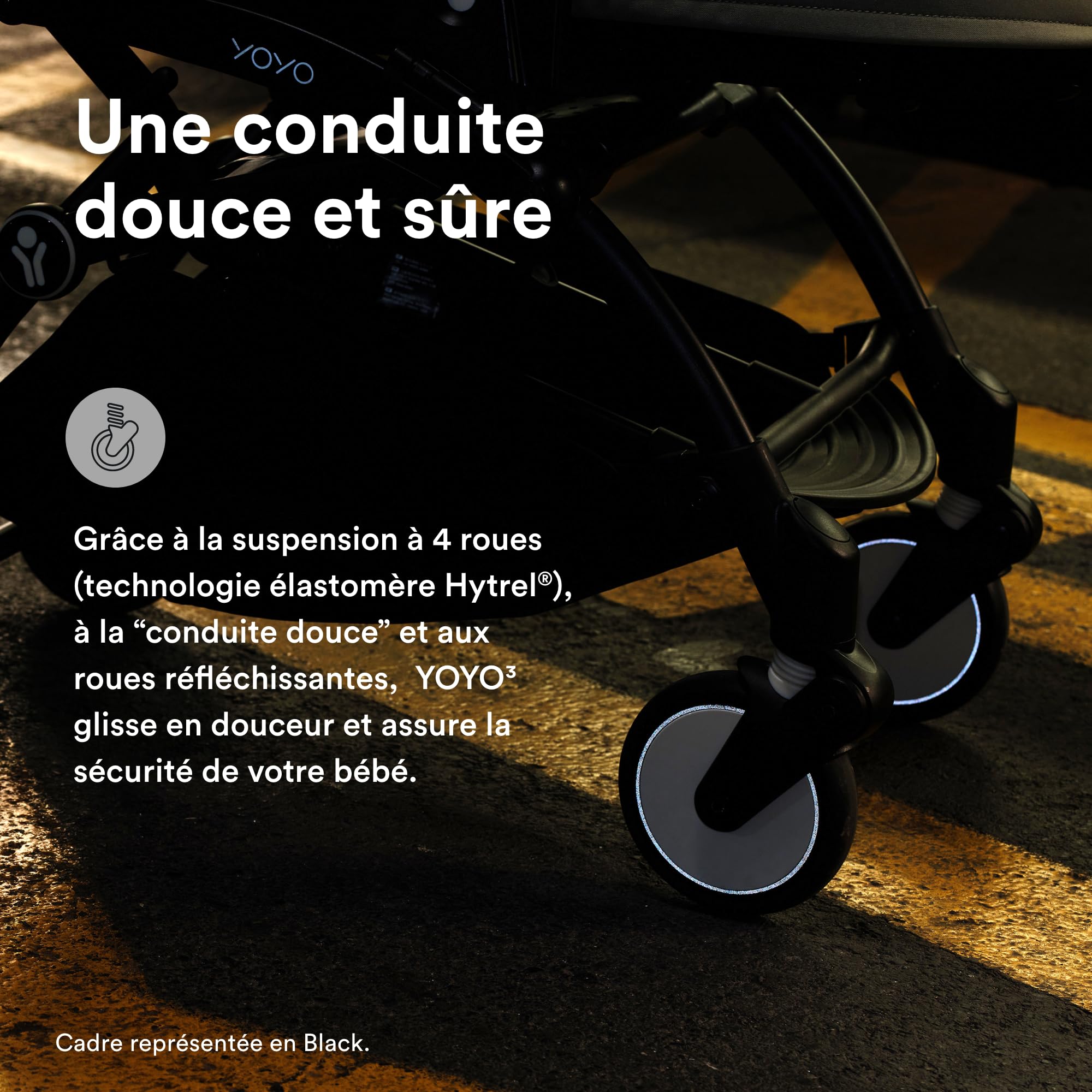 Poussette Stokke YOYO3 6+ - Cadre blanc + pack couleur 6+ stone + capote - Pliage facile, légère et compacte - Compatible bagage cabine