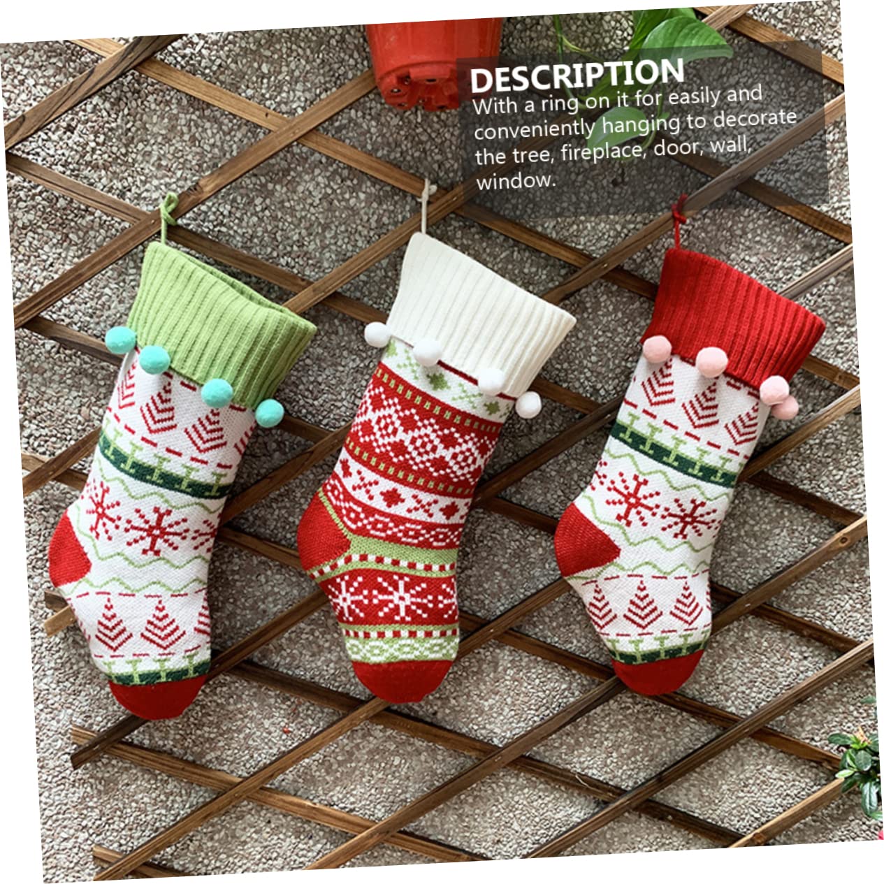 3stücke Weihnachtssocken Als Süßigkeiten-hängetasche Für Geschenke Und Weihnachtsbaum-weihnachtsdeko Weihnachtsgeschenkssocken Für Kamin-tür-Wand-weihnachtsschmuck
