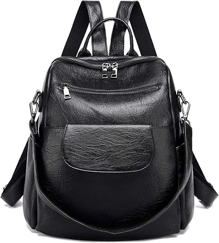 Mochila de moda para mujer impermeable bolsa de viaje bolsa de hombro convertible para mujer Poliuretano negro, negro, marrón (Brown PU), marrón,