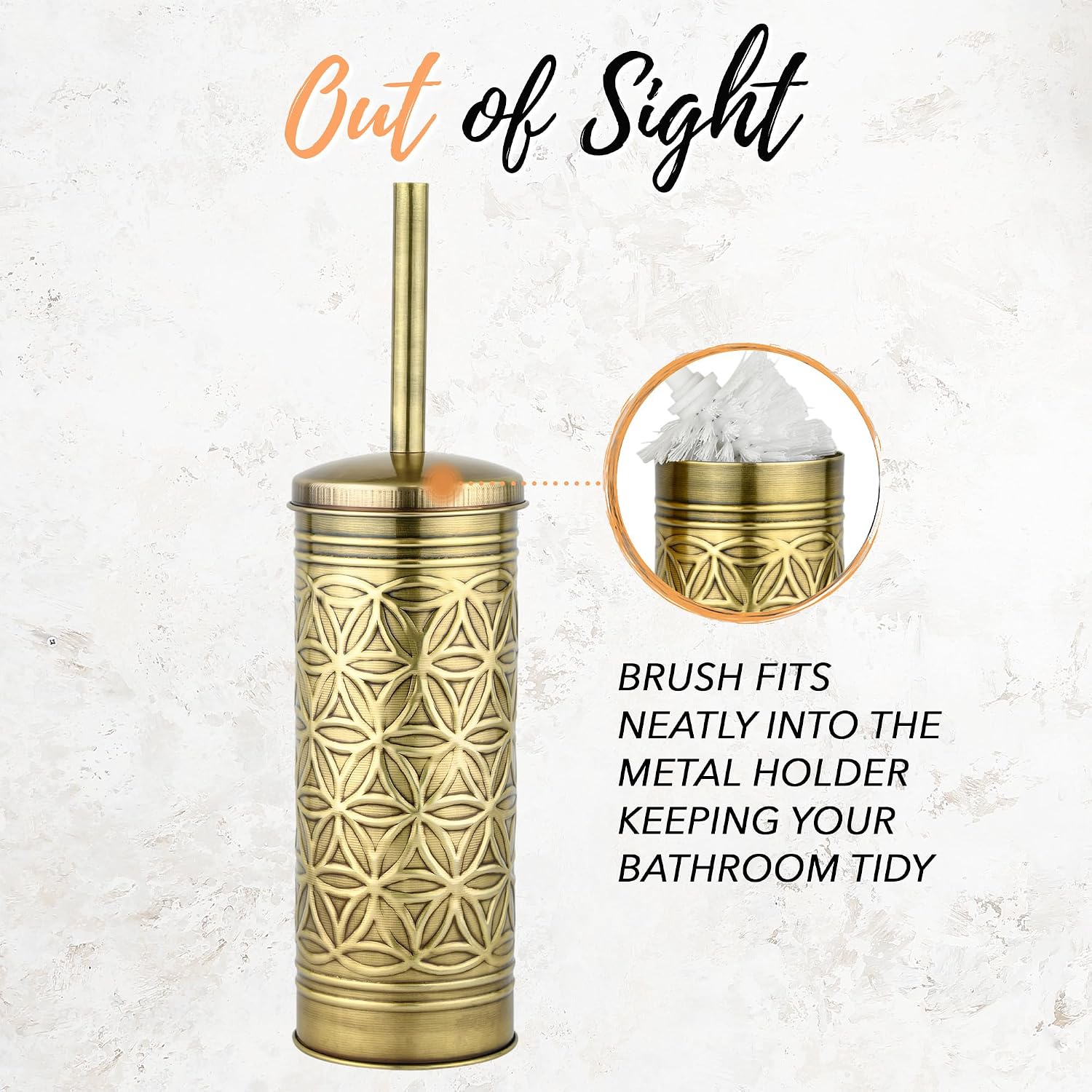 Autumn Alley Vintage Brass Toilet Brush and Holder Set, Standing Toilet Brush for Modern Bathroom Decor, Antique Brass Bathroom Accessories, Powder-Coated