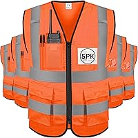 Vista 7 de TICONN Chaleco de seguridad reflectante de alta visibilidad Clase II de malla para mujeres y hombres Cumple con los estándares ANSI