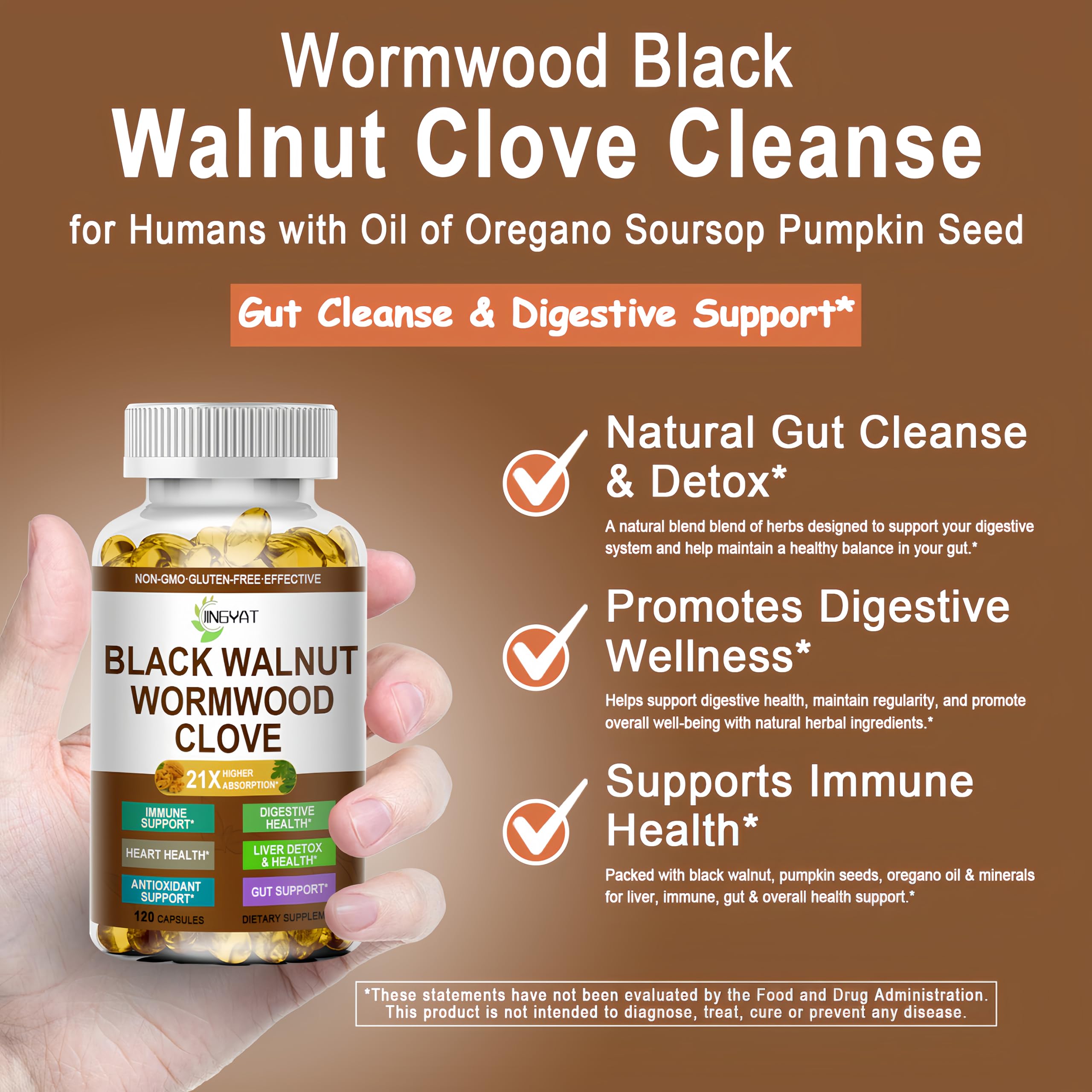 Wormwood Black Walnut Cleanse for Humans - High Absorption Wormwood Black Walnut Cloves Softgels for Digestive Cleanse Detox - Soursop Pumpkin Seed Oil of Oregano Turmeric Berberine - Non-GMO — Amazon image 2