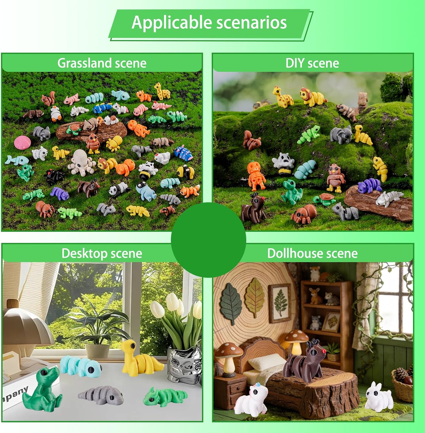 50 Pcs 3D Printed Articulated Animal Figurines Set Mini Plastic Animals for Desk Pets,Pocket Pets, Party Favors,Gifts for Boys Girls Toddlers,Classroom Rewards and Goodie Bag Fillers