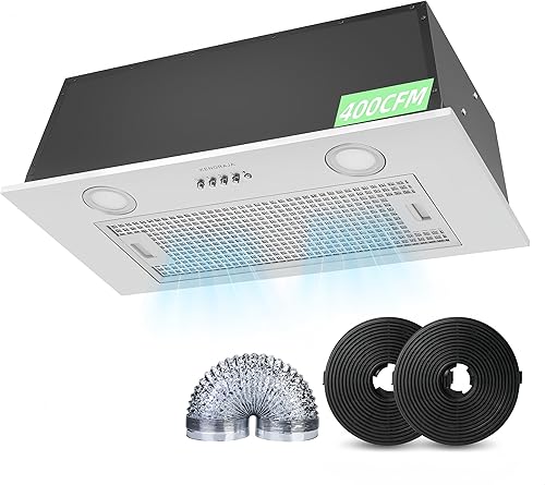 Miniatura 10 de Campana extractora integrada de 30 pulgadas de 700 CFM para cocina | Campana de ventilación de estufa de acero inoxidable con luces LED brillantes,