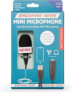 Kikkerland Breaking News Mini Microphone – Handheld Microphone for Content Creation & Podcast Recording