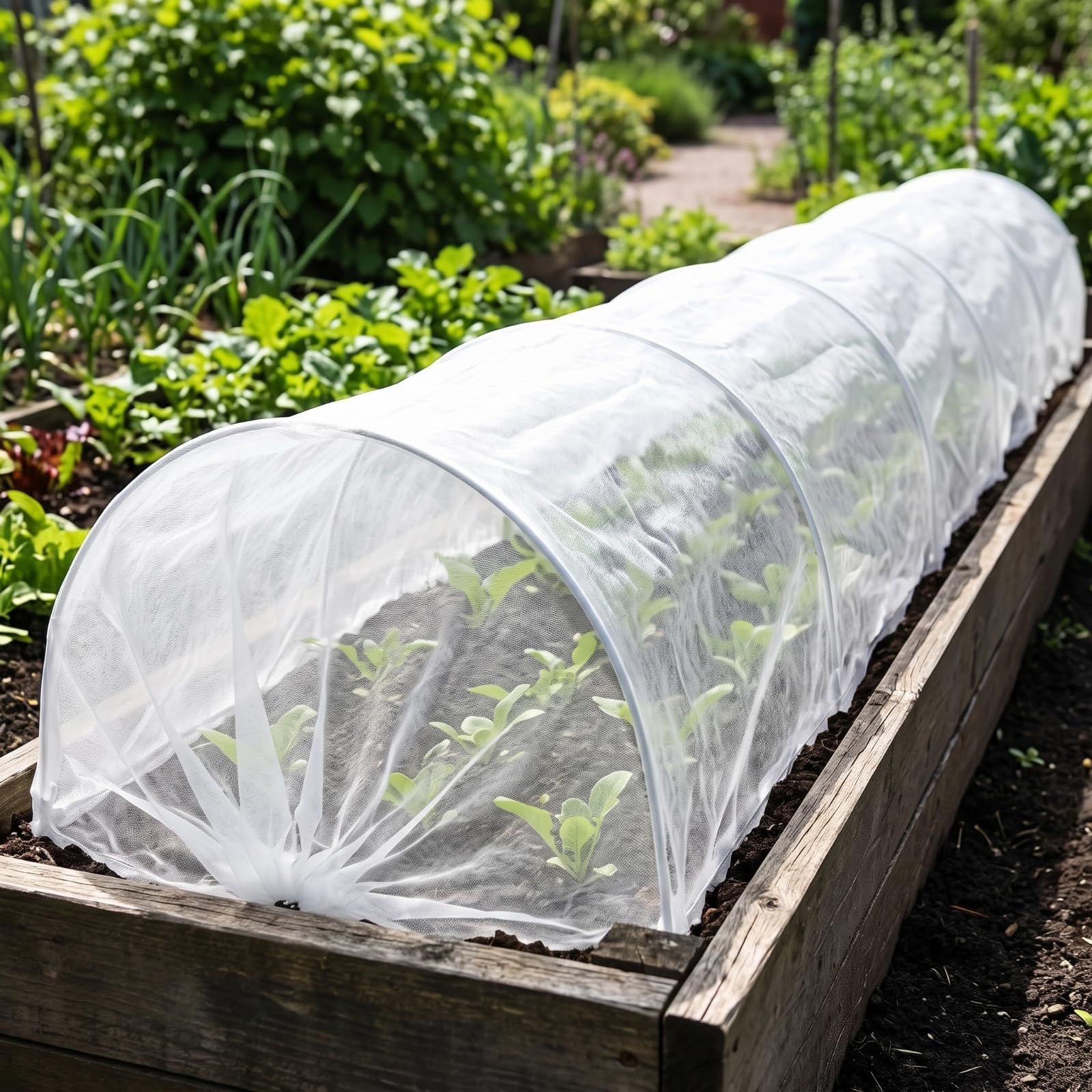 Wasserdurchlässig Folientunnel mit | Insektenabweisend, Pflanztunnel-Bögen, Feinmaschig, Reihenabdeckung, für Garten, Hobbygärtner,