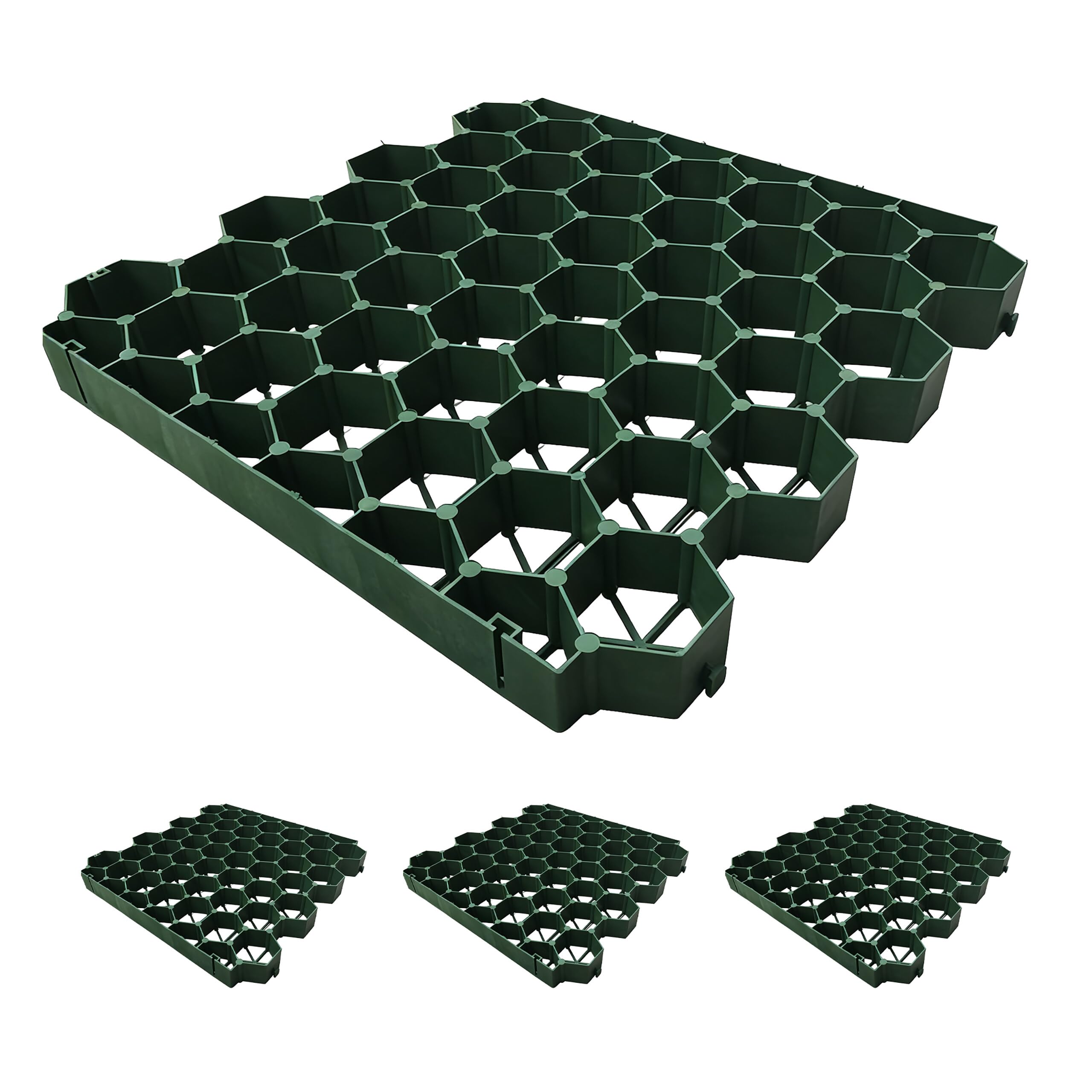 Relaxdays Set di 4 Griglie per Prato in Plastica, 50x50 cm, Carrabili, Verde