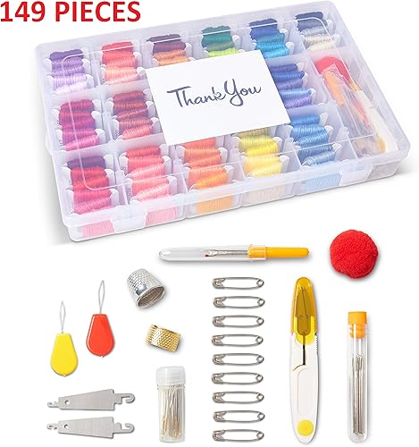 Miniatura 4 de Kit de hilo de bordar, hilo de punto de cruz, kit organizador de almacenamiento, pulseras de la amistad, herramientas de hilo dental y punto de cruz