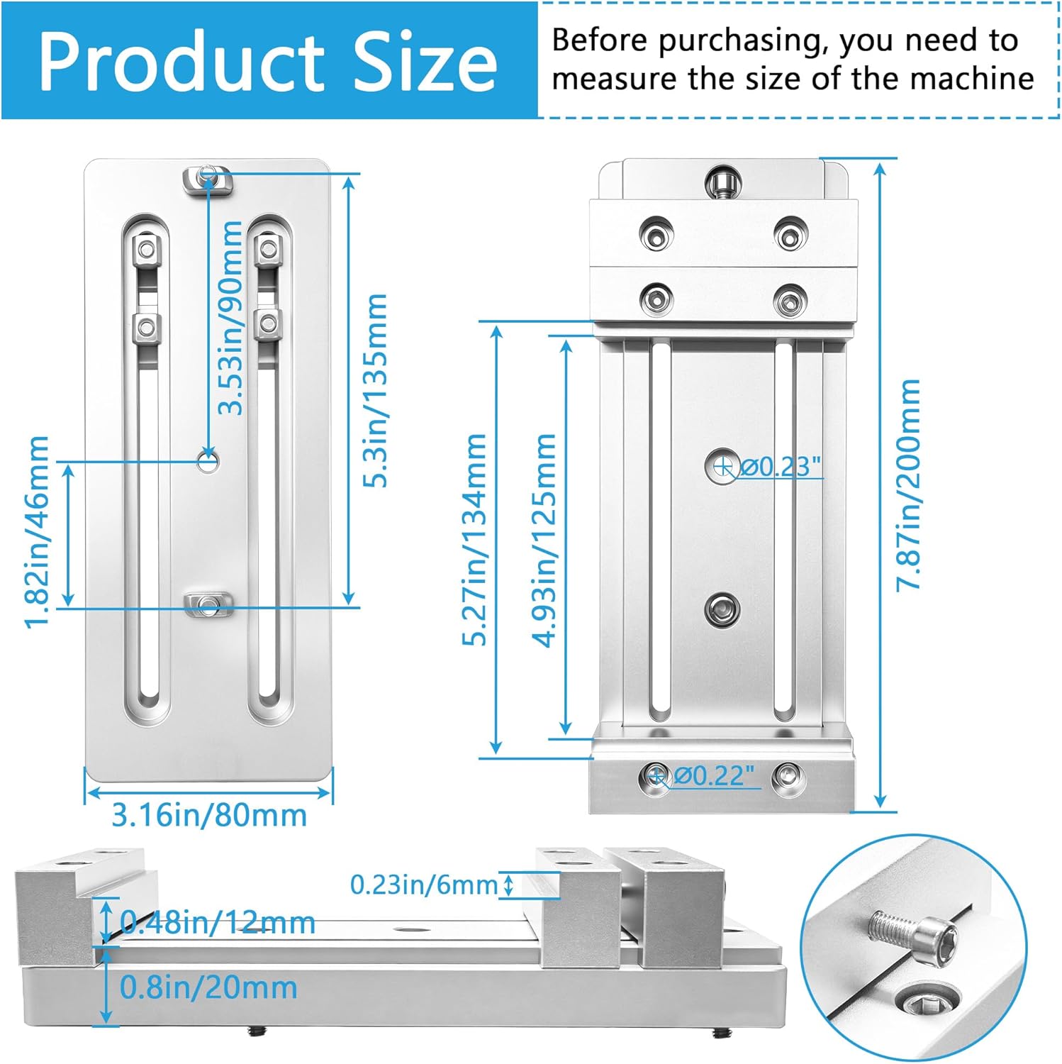 Mini Low Profile Bench Vise Work Table Workholding Clamp Compatible with Masuter 3, Masuter Pro, 3S, XE-PRO, WM-3020 Vasto CNC Router Machine