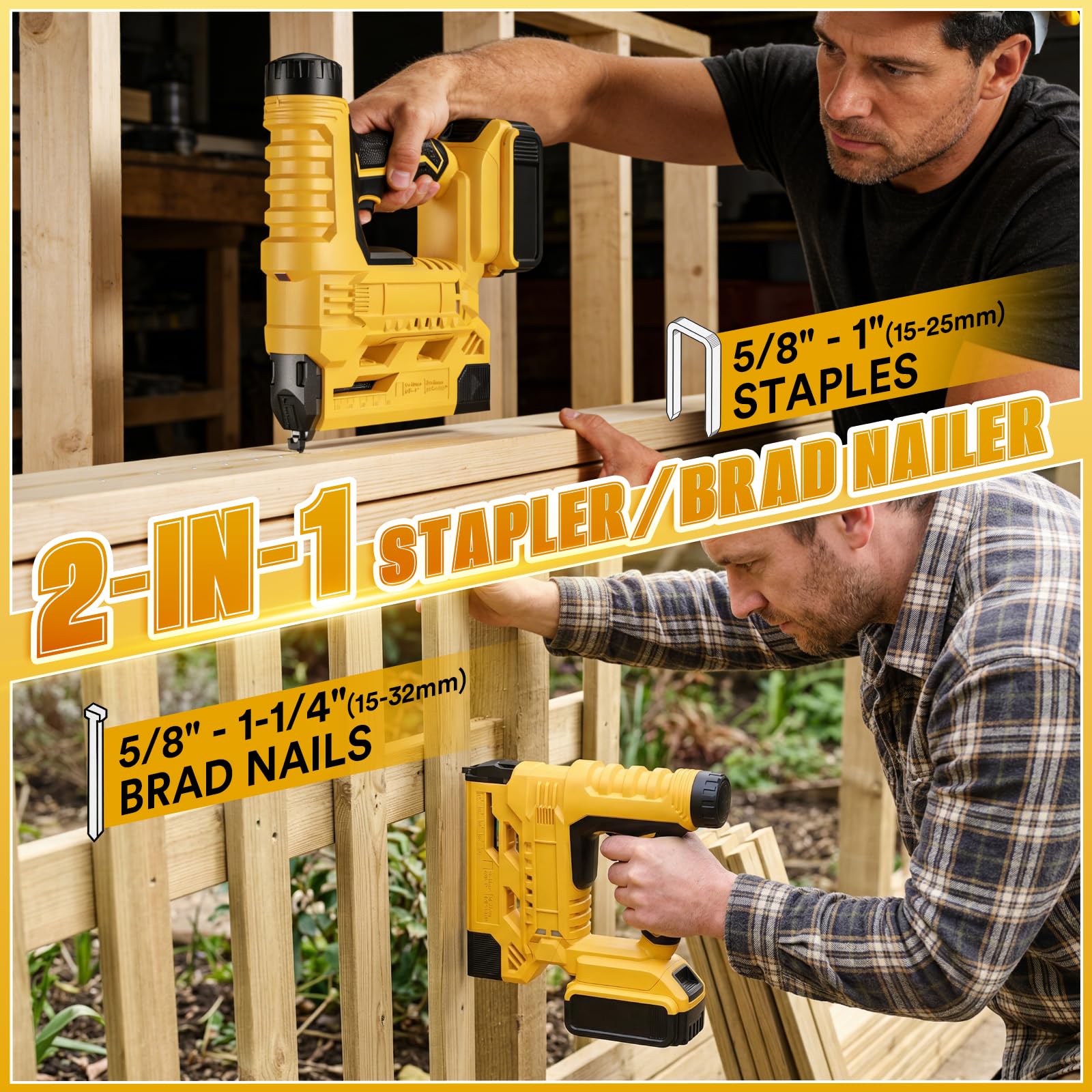 Cordless Brad Nailer Compatible with Dewalt 20V Battery(No Battery), 2 in 1 Electric Nail Gun/Staple Gun, 18GA Nail Gun Battery Powered with 2000 Staples/Nails for Woodworking, DIY & Home Improvement - 3