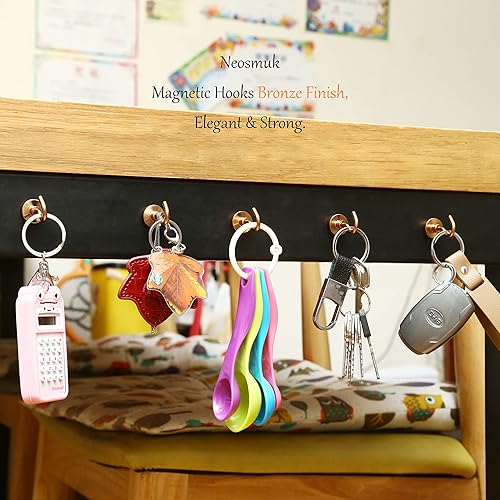 Vista 185 de NEOSMUK - Ganchos magnéticos de alta resistencia con imanes extrafuertes para colgar en refrigerador, crucero, cabinas o parrilla, color blanco