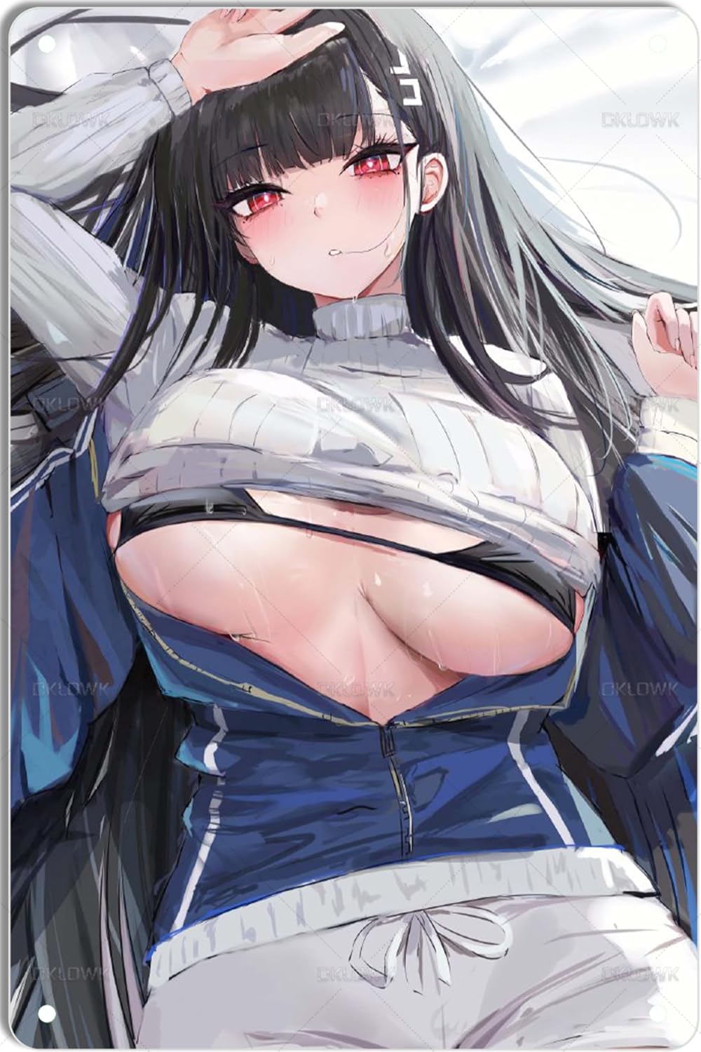 DKLOWK Metal Signs Anime Sexy Girl Tin Sign Retro Poster For Bedroom Man Cave Living Room Kitchen Bathroom Garage Office Bar Club Art Wall Decoration Plaque Gift 8x12 Inch, White