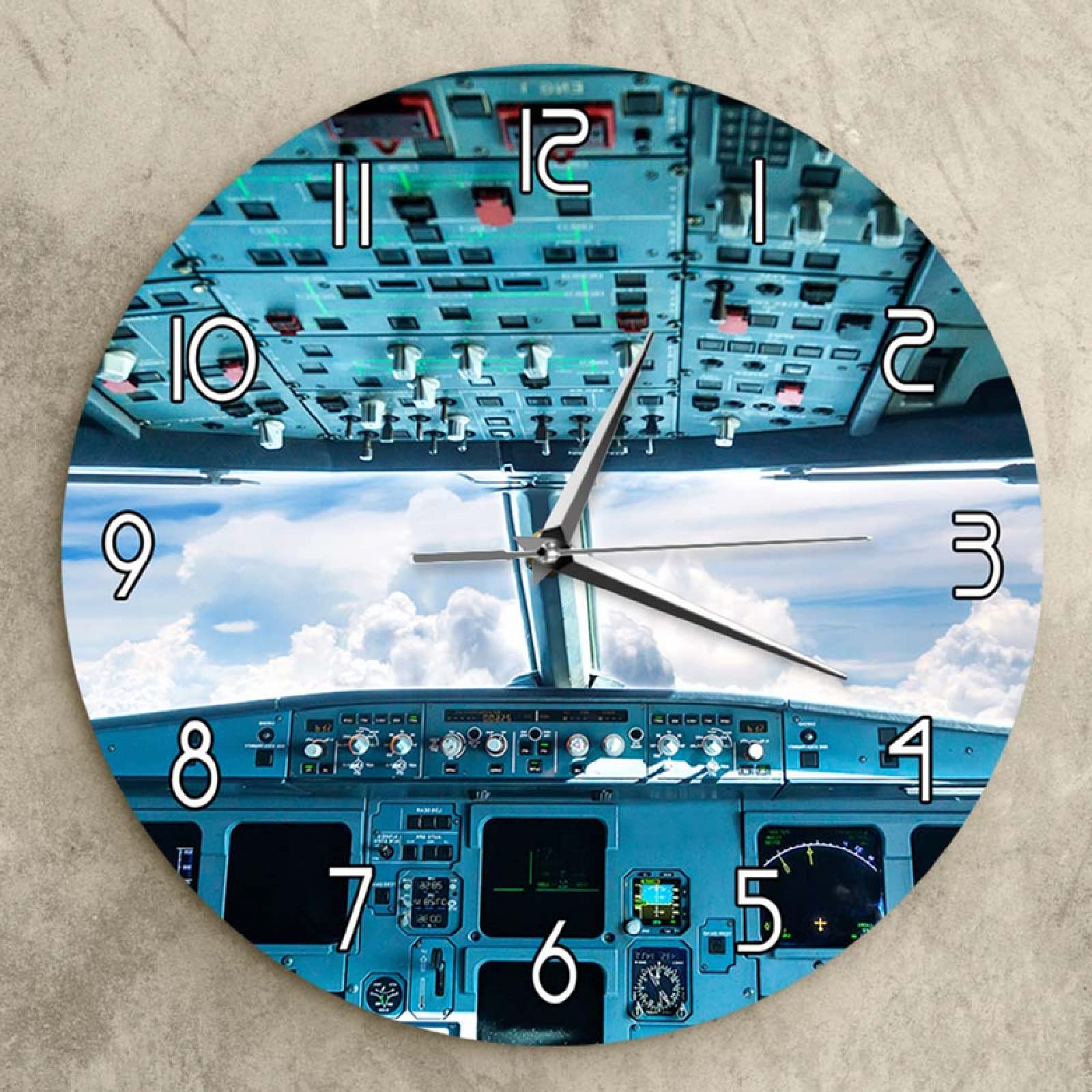 (30cm) Reloj de Pared de Aviador de Cabina Interior de avión, piloto de aviación, Moderno, silencioso, Arte de Pared, avión, decoración del hogar