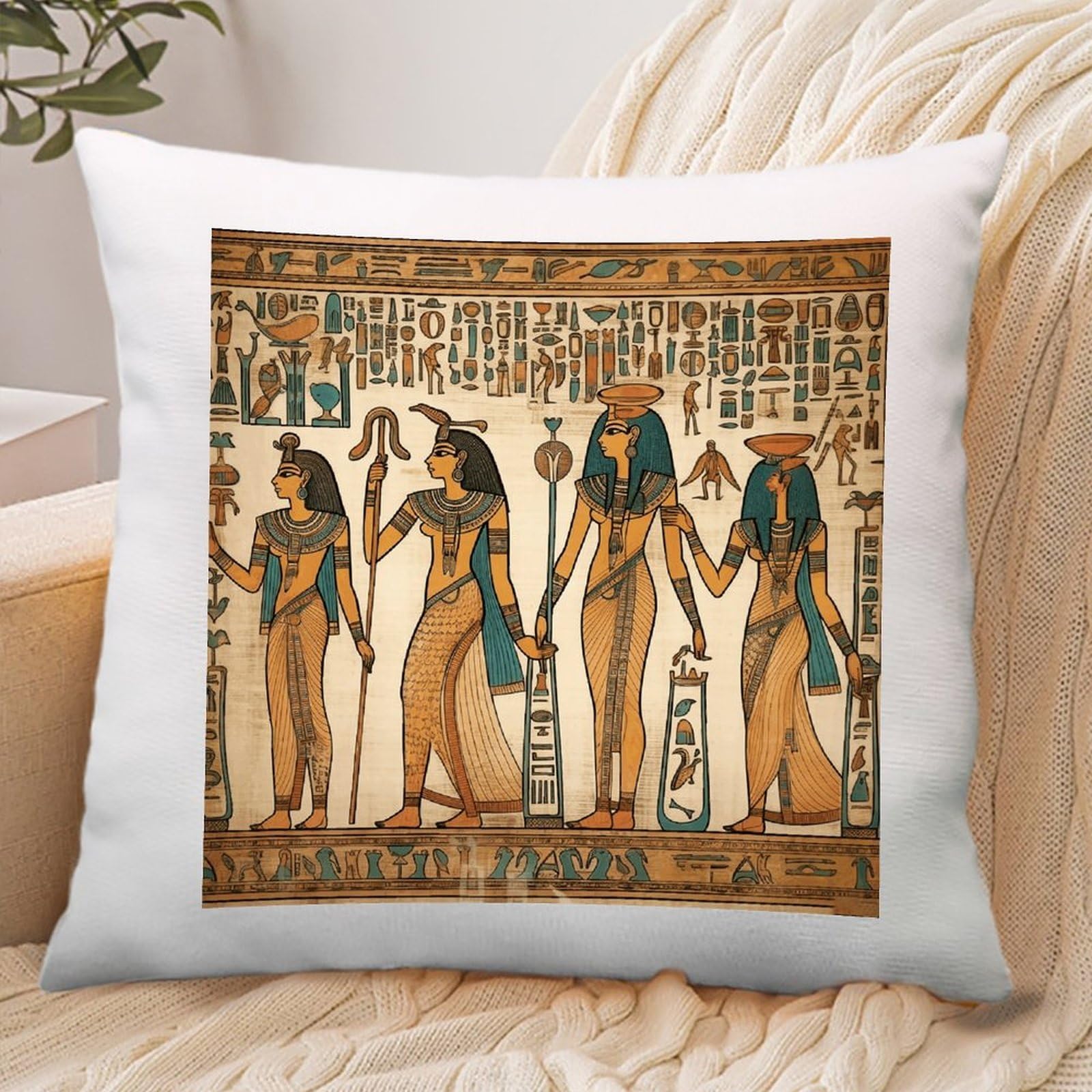 VstaDank Women in Ancient Egypt Throw Pillow Covers Square Cushion Cases with Zipper Soft Cotton and Linen Pillowcase Luxury Cozy Pillows Shams Lumbar Pillow Shells for All Seasons
