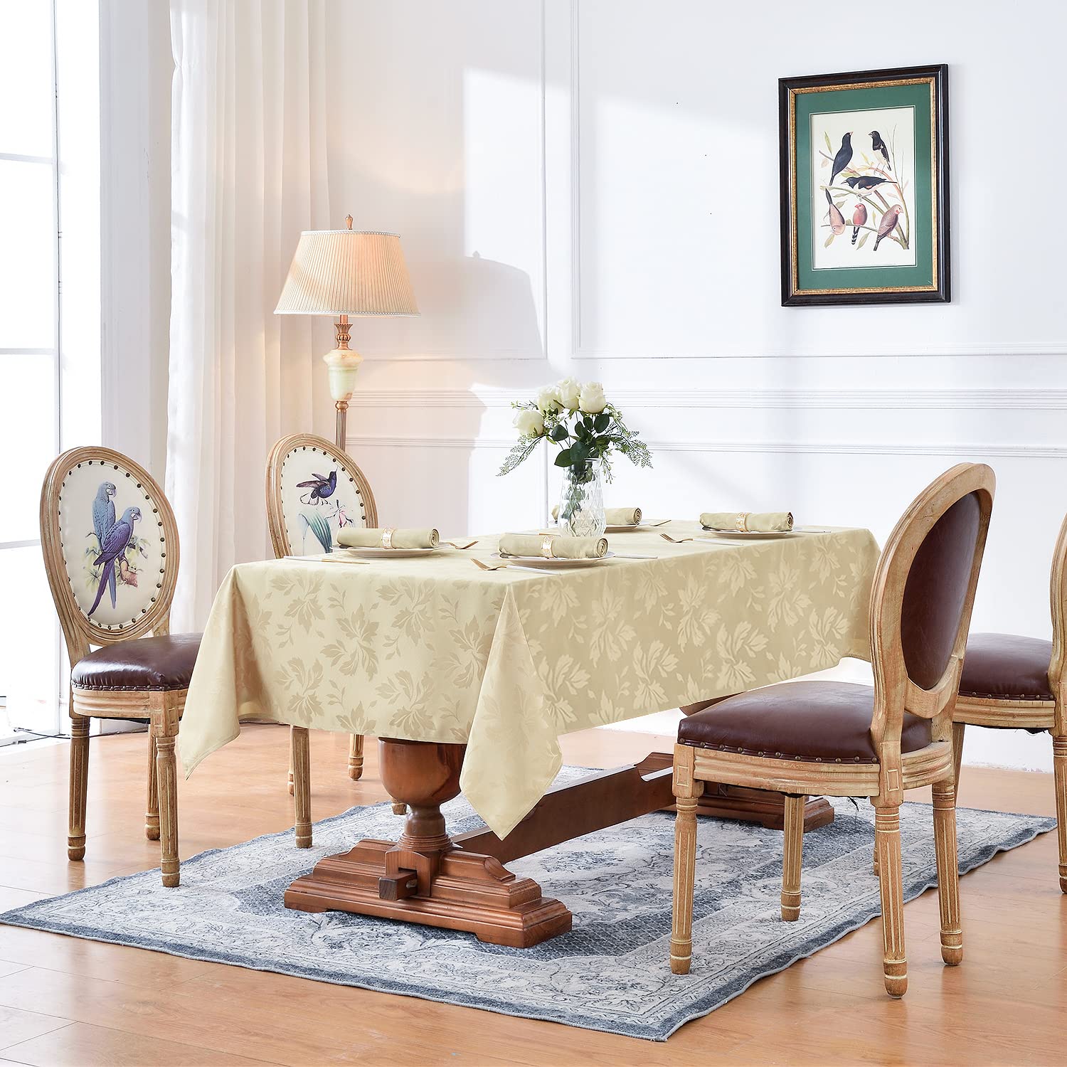 TEKTRUM Tovaglia Quadrata 178x178 Cm – Tessuto Jacquard Verde Salvia, Impermeabile E Antimacchia