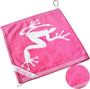 Frogger Amphibian Golf Towel with Wet and Dry Technology, Pink - Golf Bag Accessory for Men and Women with Carabiner Clip