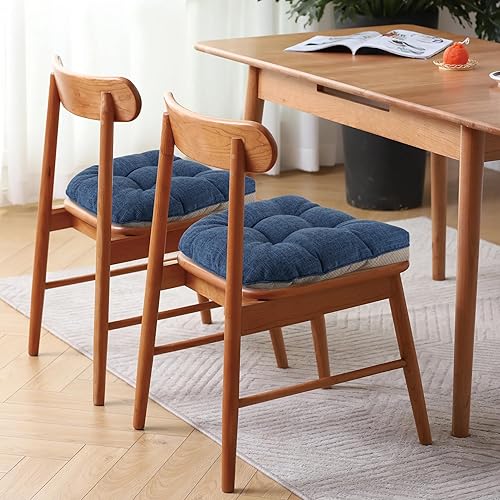 Miniatura 2 de Juego de 4 cojines antideslizantes para sillas de comedor, cojines para sillas de cocina, de 18 x 18 x 3 pulgadas, cojines de asiento cómodos y