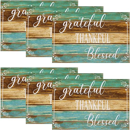 Miniatura 10 de Juego de 4 manteles individuales para mesa de granja, de lino, lavables, resistentes al calor, tela lavable, impermeable, rectangular, para cocina,