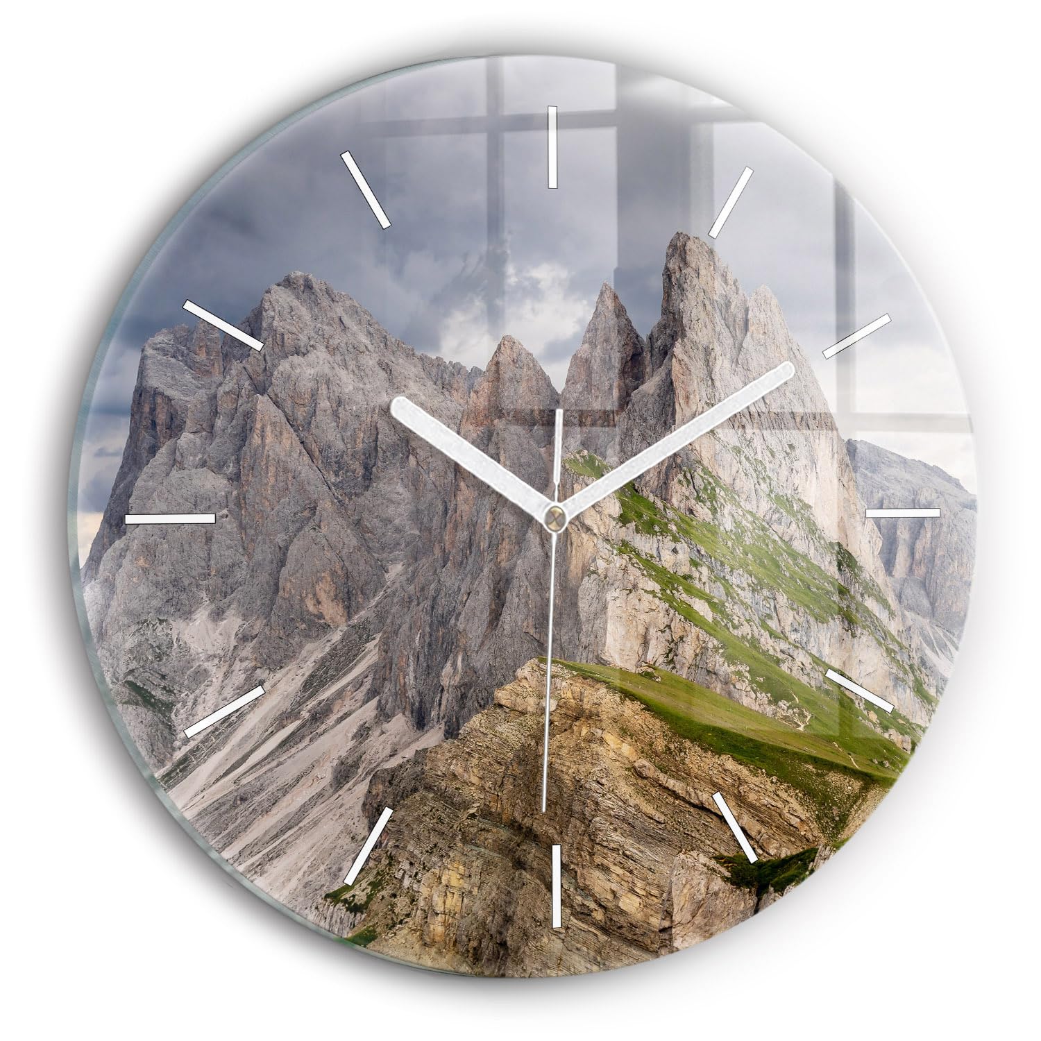 Horloge en verre pour salon Wallfluent décor montagnes rocheuses