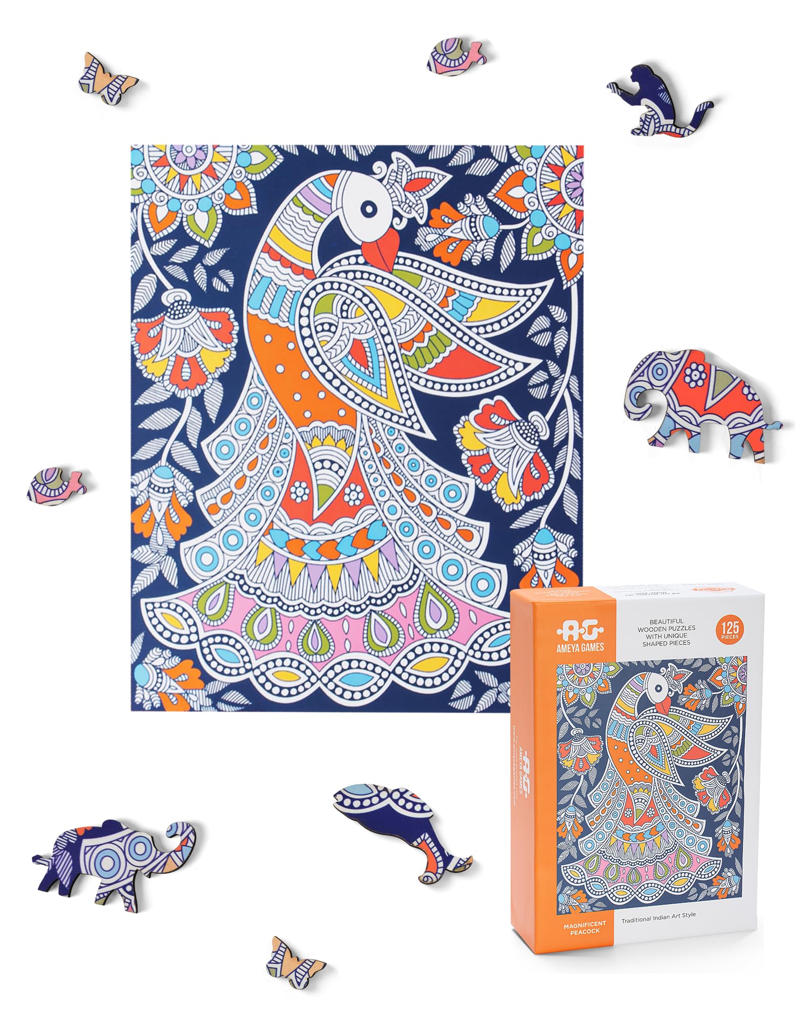 Ameya Games Magnificent Peacock-125 Piece Luxurious Shaped Jigsaw Puzzle for Adults and Kids- Perfect Family Game (B0CS9L5B6L) Amazon Price History, Amazon Price Tracker