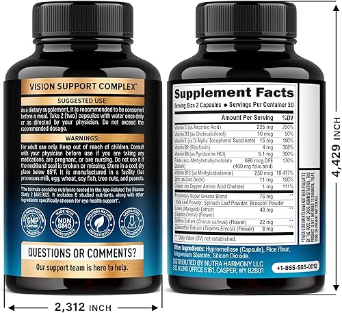 Miniatura 2 de Vitaminas oculares  Suplementos de luteína y zeaxantina  Suplemento a base de AREDS2 para personas mayores y adultos  Salud ocular y apoyo visual