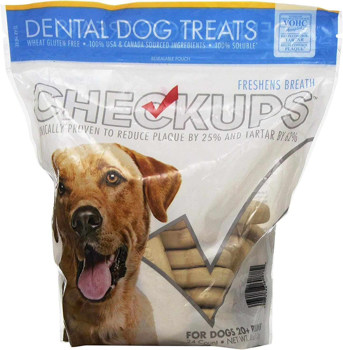 ONMOG Checkups- Dental Dog Treats, 24ct 48 oz. for Dogs 20+ pounds Value Size 3 Pack (72 Count)