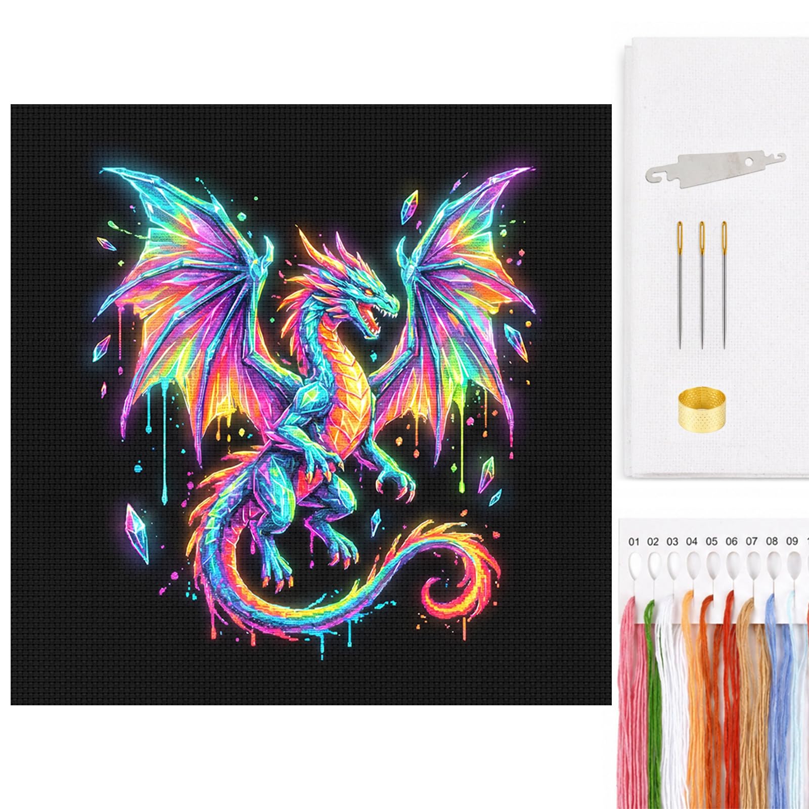 Animal Full 14CT 2 Strands DIY Cross Stitch Kit 11.81x11.81inch Embroidery Craft for Beginners Adults Home Decor