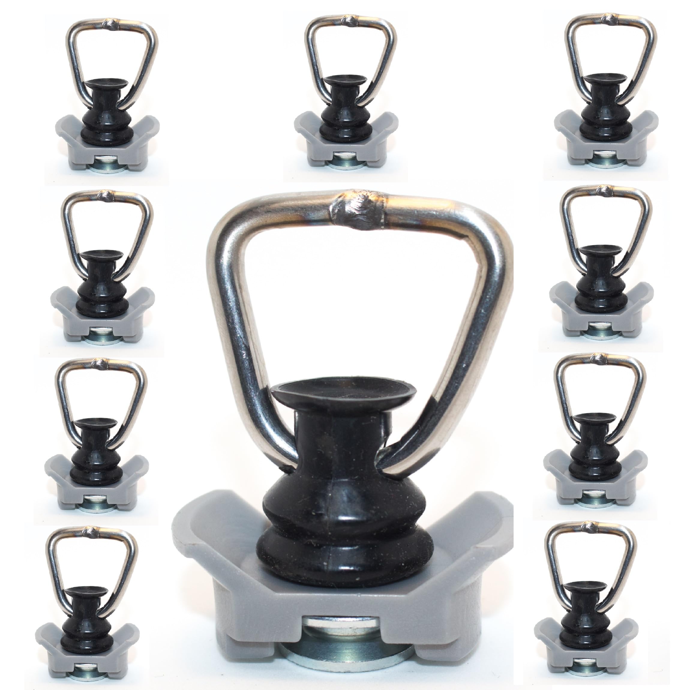 Gubar-Tech Heavy Duty 10 x Single-Fitting -1340 daN/kg Endbeschlag für Airlineschine und Zurrschienen für PKW, Motorrad, Anhänger oder Wohnmobil oder Sportbereich (Grau)