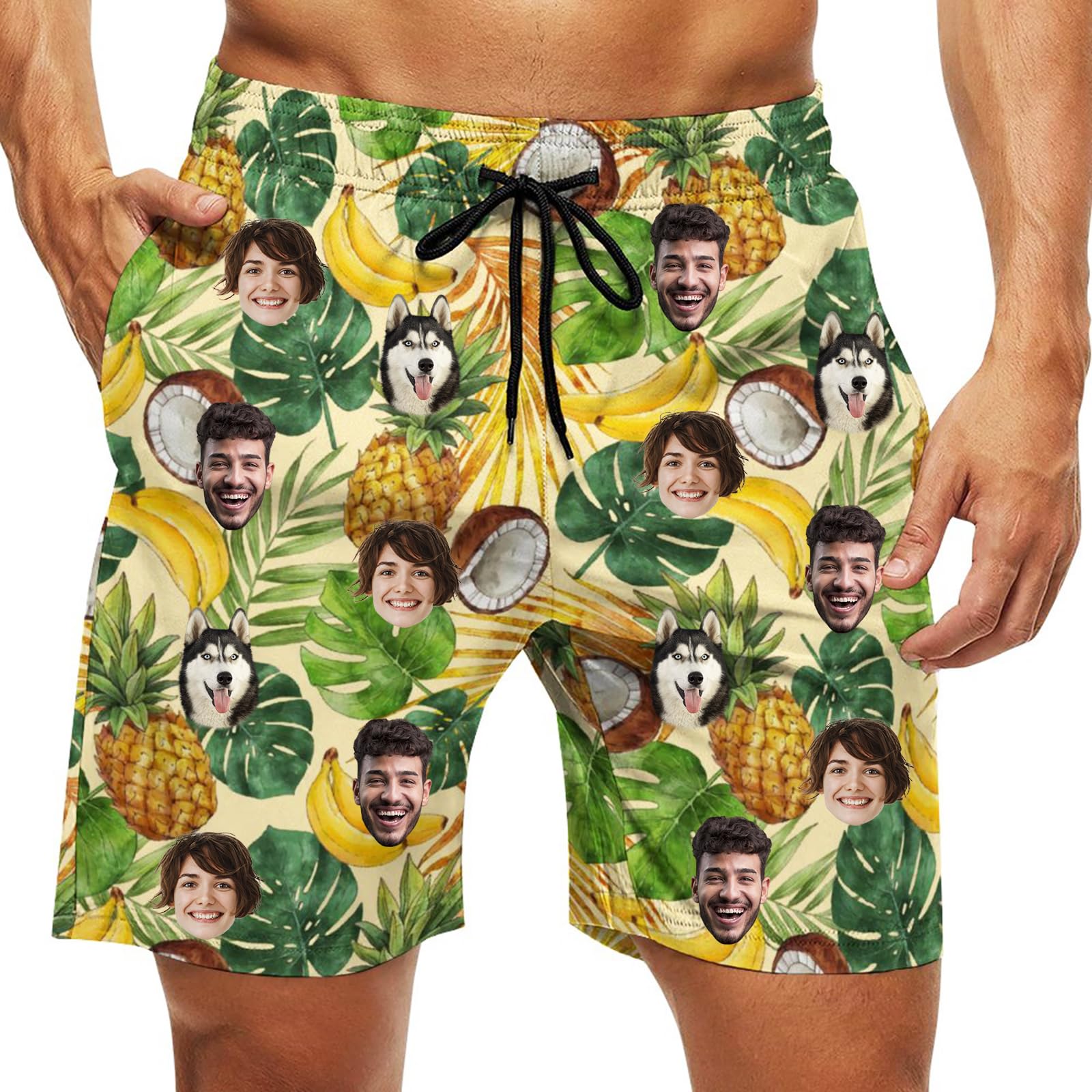 Custom Swim Trunks Men Personalized Funny Swim Beach Shorts with Faces on Them Custom Birthday Gifts for Men