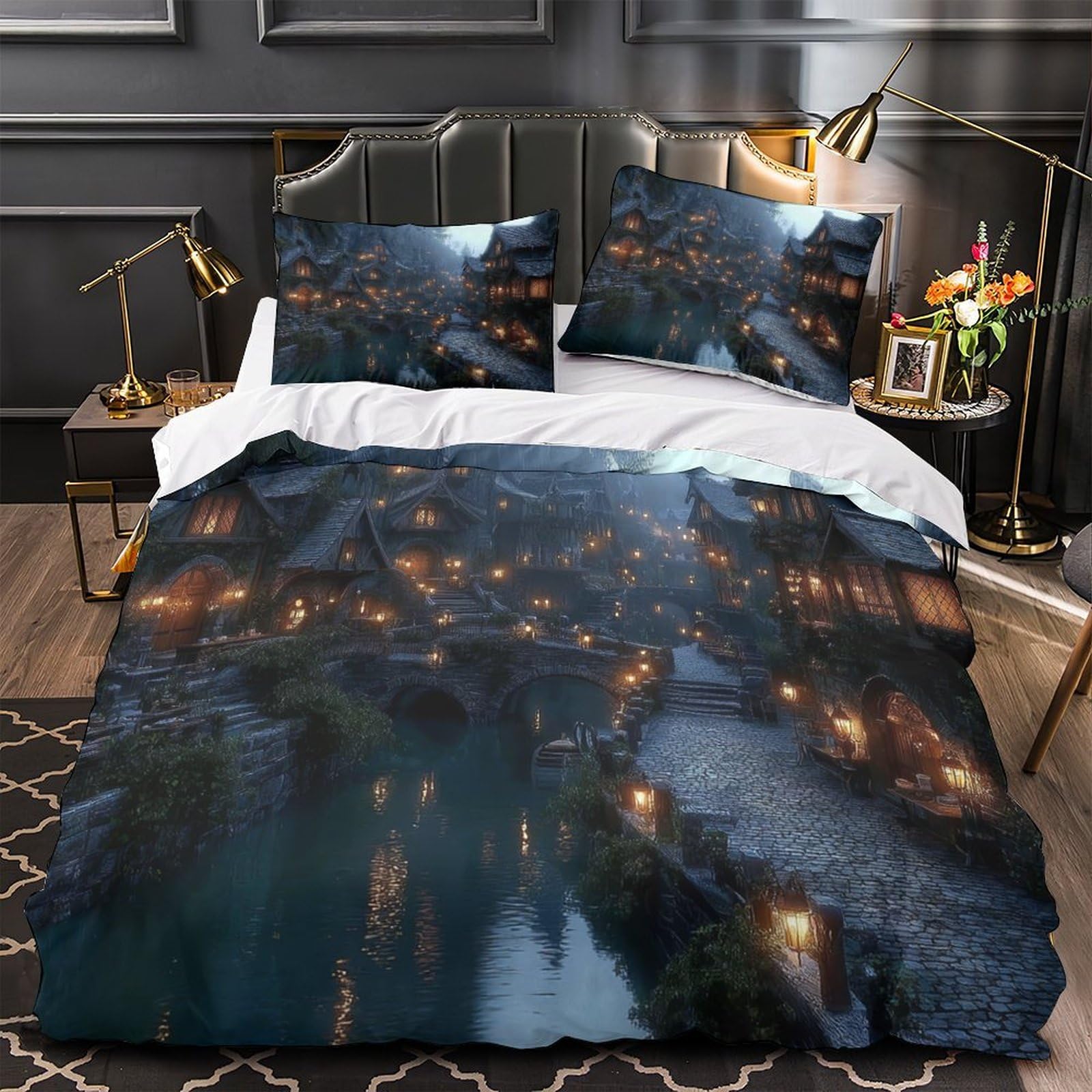 Housse de couette baroque haut de gamme imprimée 3D super douce pour lit king size