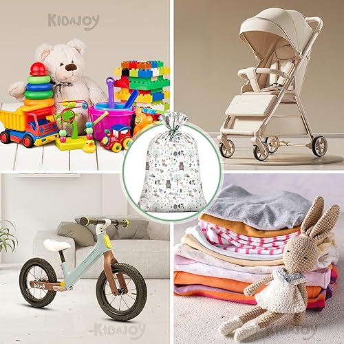 Miniatura 7 de Bolsas de regalo de plástico extra grandes de animales del bosque de 56 x 36 pulgadas, bolsa de regalo de animales del bosque, para bebés, niñas,