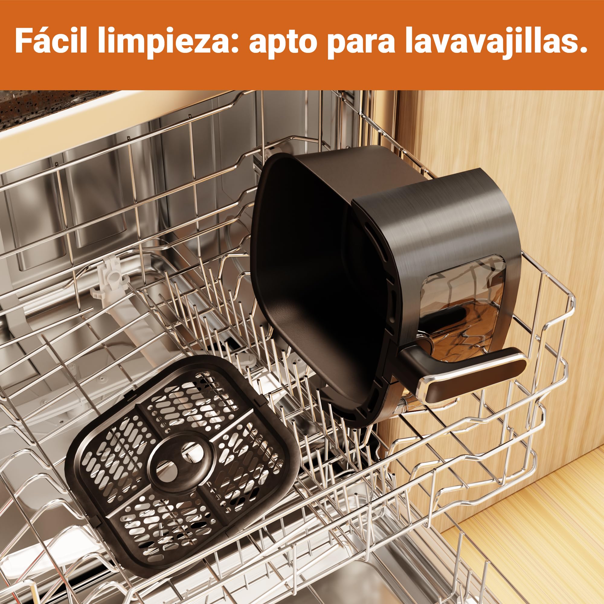 Freidora de Aire 6,5L sin Aceite | 1600W Airfryer con Ventana Visible | 8 Programas, Pantalla Táctil, Temporizador, Cesta Antiadherente, Apta para Lavavajillas