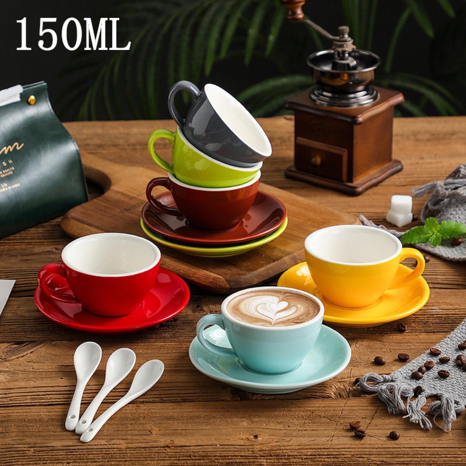 Amazon.com | 150ml/5oz Thick American Coffee Cup Colored Glazed Latte Latte  Latte Cup-150ml gray: Espresso Cups