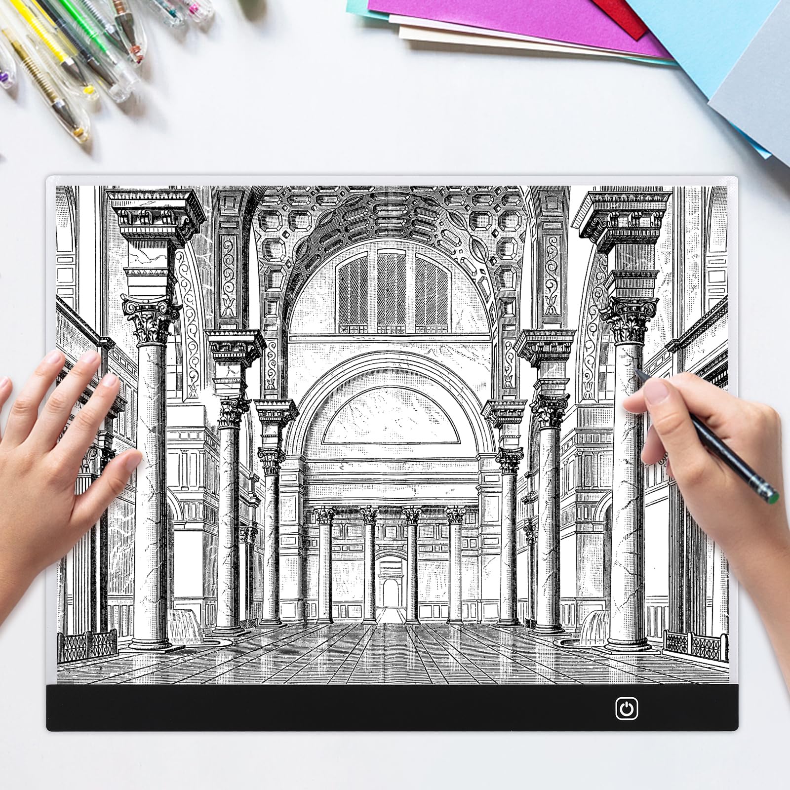 Lanvixo Tablette Lumineuse A3, LED Table Lumineuse Dessin pour Diamond Painting Tableau Lumineux Ultra Mince 4MM Luminosité Réglable, Planche à Dessin avec Câble USB per Esquisse Animazione Conception