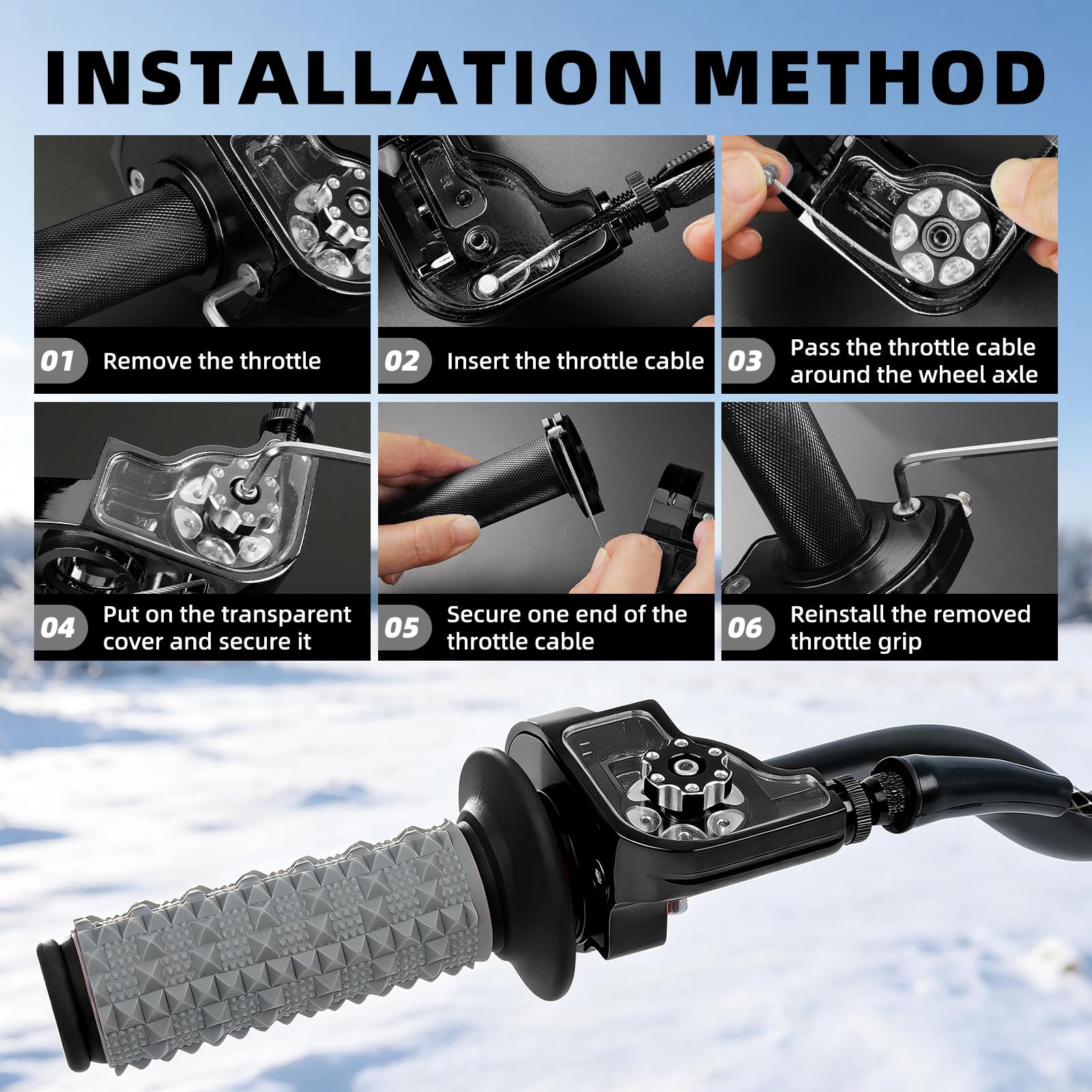 DREAMIZER Kit Tirage Rapide 7/8" 22mm, Poignée gaz CNC Aluminium + Grip Caoutchouc, Câble accélérateur inclus, Compatible avec Dirt Bike ATV CRF KLX SSR TTR 50-250cc