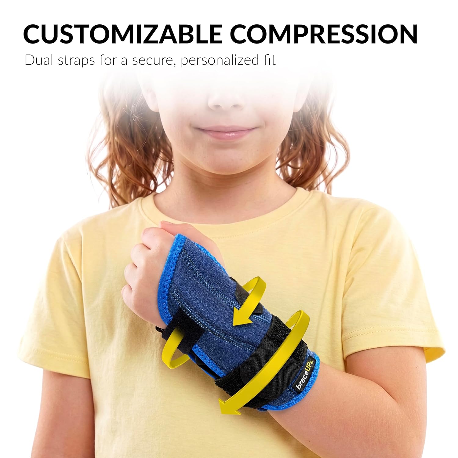 BraceUP Stabilized Kids Wrist Brace- Youth Wrist Support, Kids Wrist Splint, Child Wrist Brace for Daily Use, Boys and Girls height 3’3” to 4’11”, size 3-12 (Left Hand)