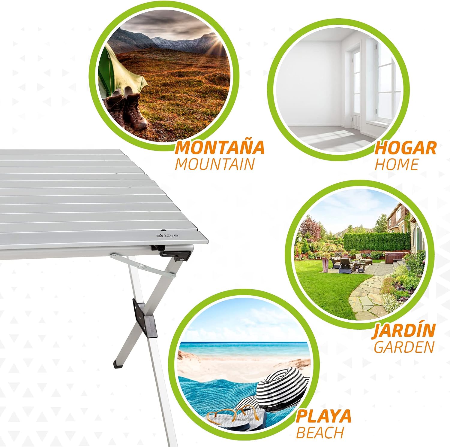 Lightweight Folding Table Aluminium Camping Table Laminated Table Top 110 x 70 x 70 cm with Carry Bag Non-Slip Feet for 6 People Active Camping