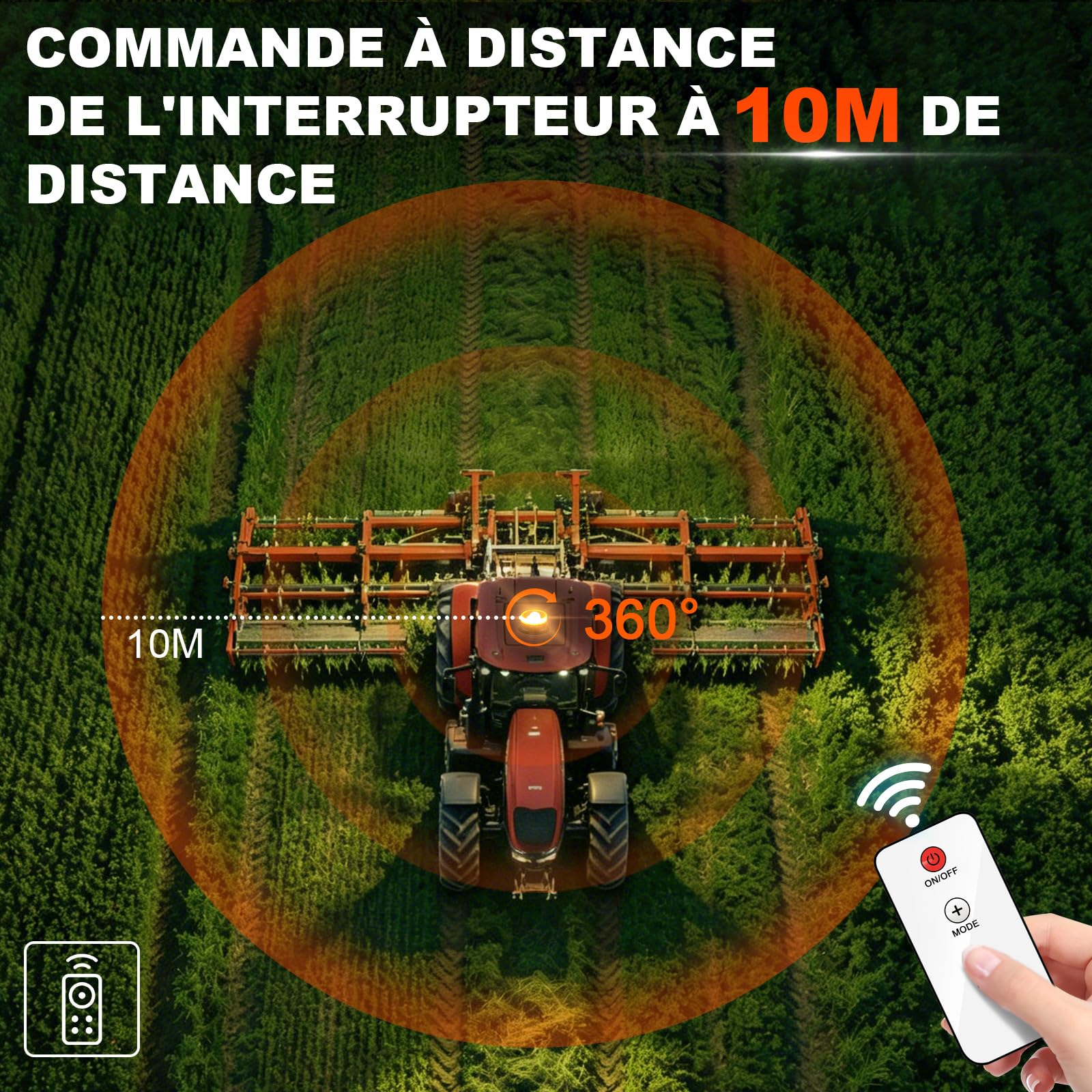 antom Gyrophare LED Sans Fil Rechargeable avec télécommande 12V-24V orange phare d’avertissement clignotant magnétique 9 Modes de Flash avec pour golf UTV Car Bus