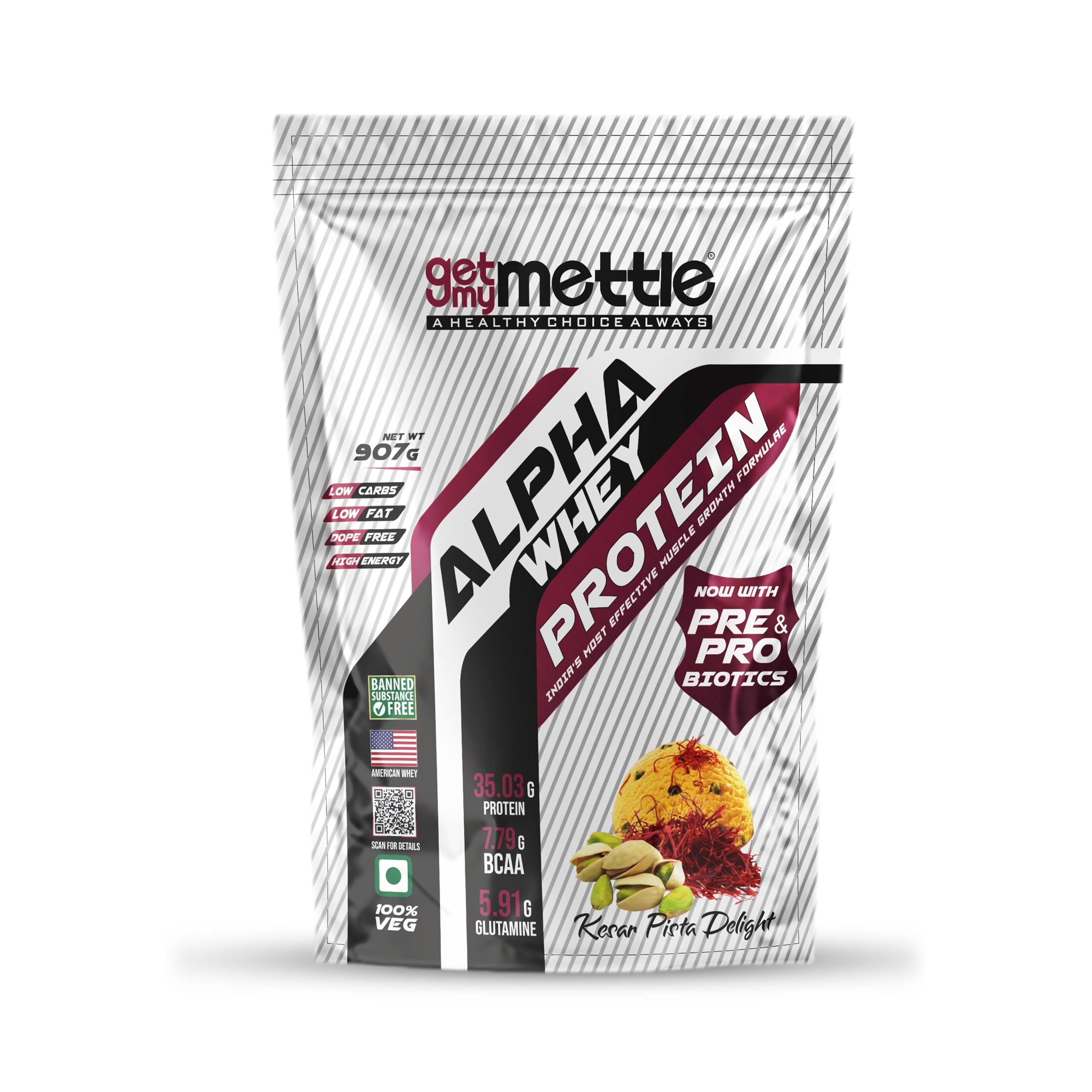 Getmymettle Alpha Whey Protein Powder, Kesar Pista Delight (4kg / 8.8lbs) | 35.06g Protein Per Serving | High Protein for Muscle Growth & Recovery | Fast Absorption | Gym Nutrition — Amazon image 11