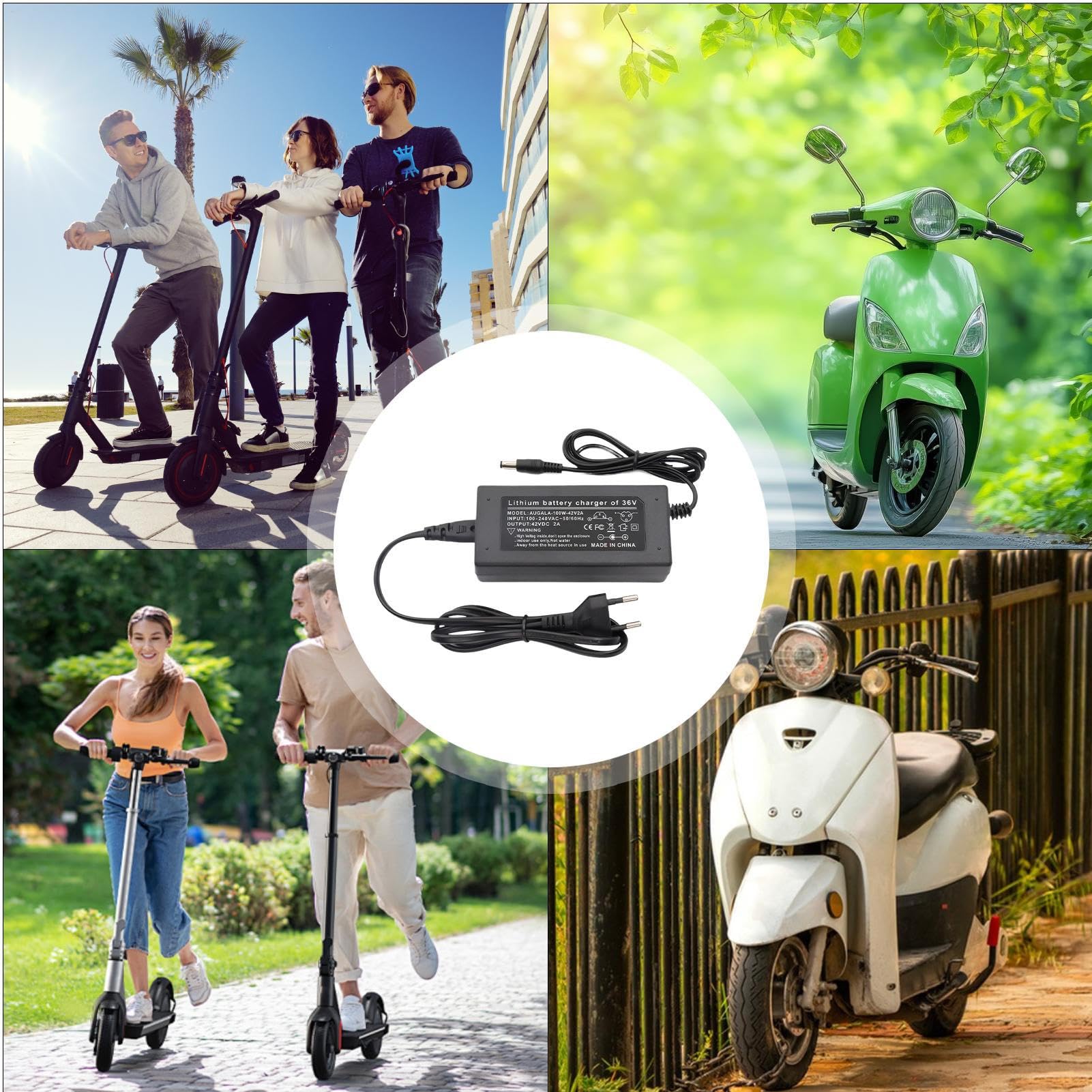 Cargador de Batería para Scooter | Cargador de Batería 42V2A de Carga Rápida - Accesorios de Carga para Patinetes y Bicis Eléctricas