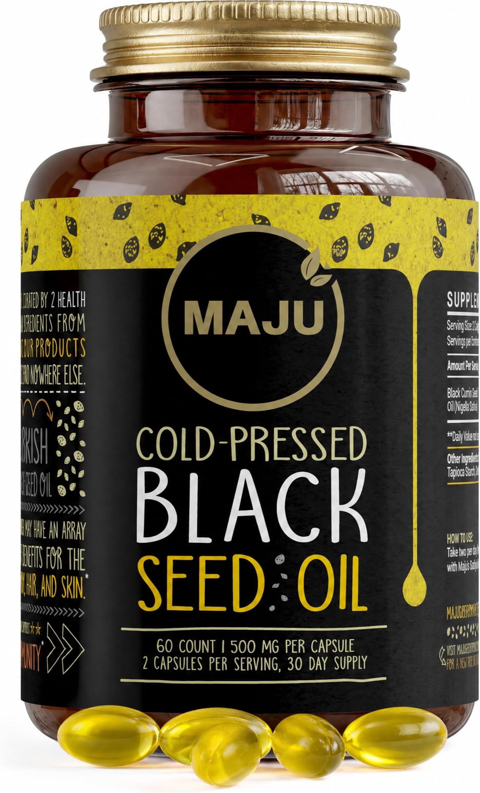 2% Thymoquinone Cold Pressed Seed Oil Capsules - Black