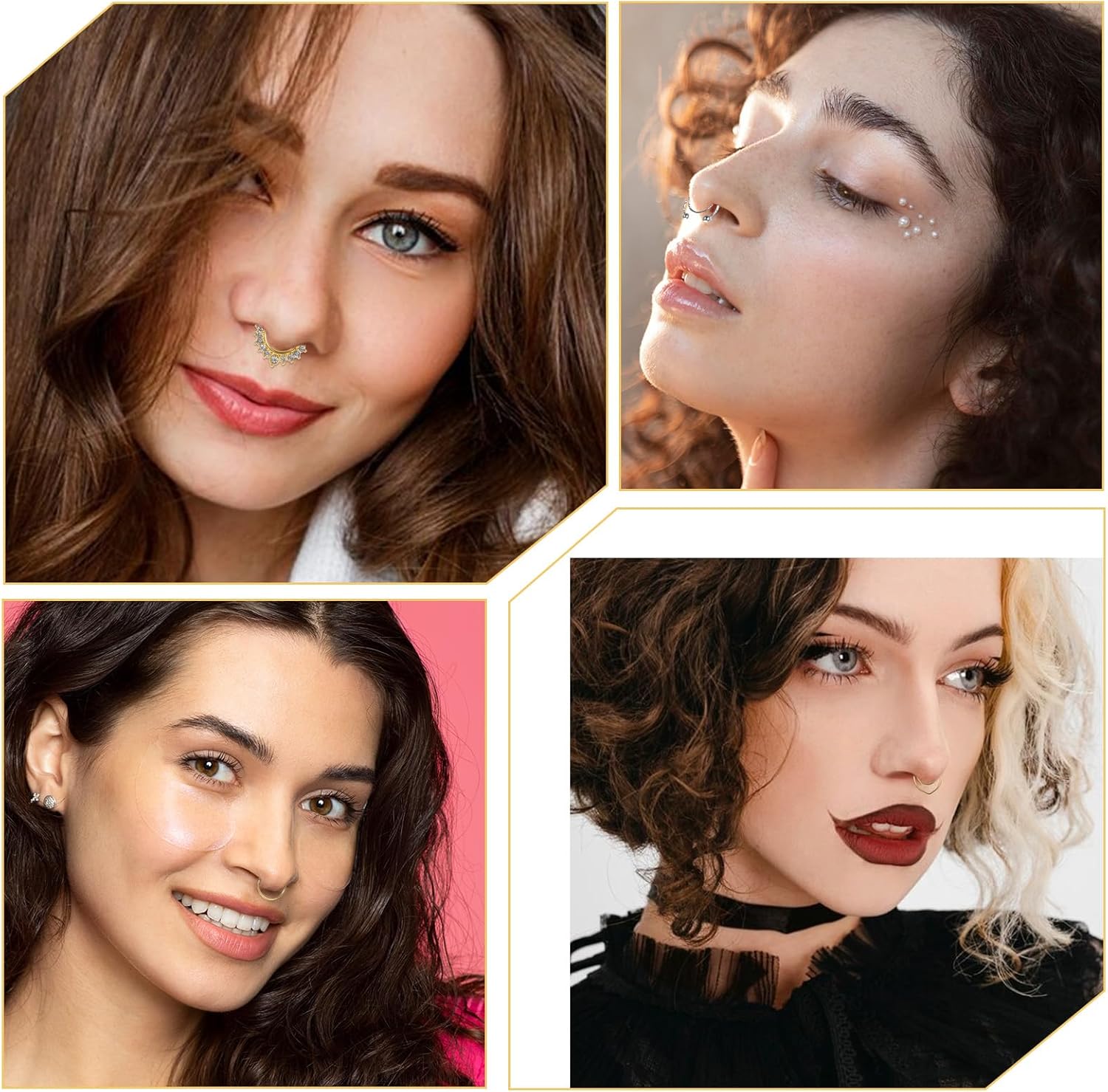 8 Pcs Fake Septum Ring, Fake Nose Ring Hoop, Stainless Steel Faux Septum Piercings, Clip on Lip Rings, Faux Nose Rings for Women Men Non Piercing Noses Jewelry - Image 5