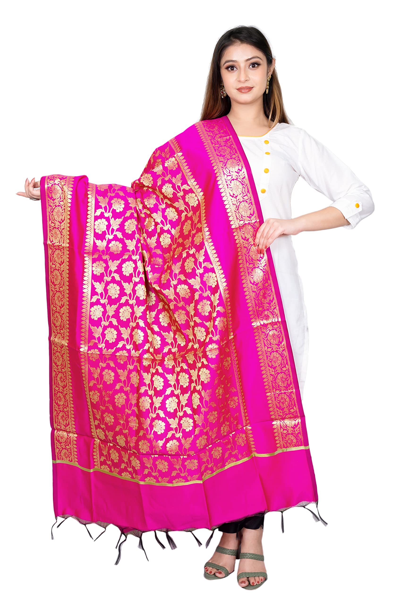 Women's Art Silk Woven Banarasi Jacquard Dupatta