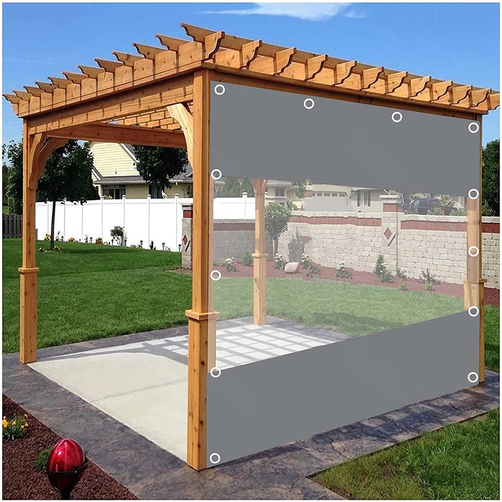 Rideau extérieur en vinyle pour pergola bâche de porche étanche et transparente contre le vent