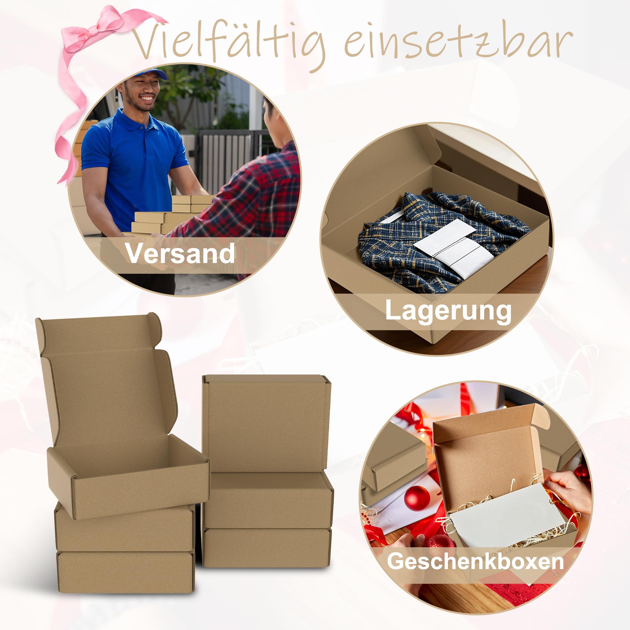 XMTECH 100 Stück Versandkarton 20x15x5cm stabile Faltschachtel faltbar | Für Bücher, Handyhüllen und Textilien, stabile Wellpappe bis 8kg, schneller Aufbau, ideal für Maxibrief Versand